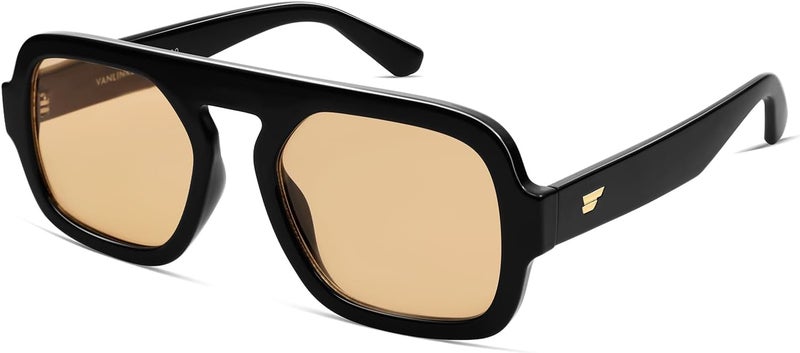 VANLINKER Oversized Retro Square Aviator Sunglasses for Women Men 70s Vintage Style Trendy Big Flat Top Sun Glasses VL9826 - Image 1